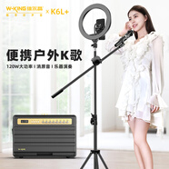 維爾晶（W-King） K6L+戶外唱歌直播音響120W額定功率路演藍(lán)牙音箱可接樂器演奏雙麥嗨唱內(nèi)置聲卡多種控場(chǎng)音效 黑色