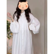 小紅書(shū)同款大碼韓系溫柔減齡寬松針織馬甲裙女胖mm感百搭疊穿襯衫 白色襯衣 2XL