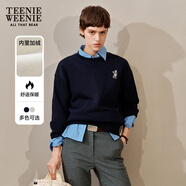 Teenie Weenie小熊女裝冬裝時(shí)尚學(xué)院風(fēng)簡(jiǎn)約休閑圓領(lǐng)衛衣套頭衫上衣DW 藏青色 S (160)