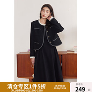 獨(dú)束大碼女裝法式輕奢小香風(fēng)外套收腰吊帶連衣裙套裝女秋冬微胖mm 外套 XL