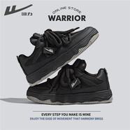 回力男鞋板鞋男款2025新款春秋季厚底男士休閑情侶面包鞋運動(dòng)鞋女 黑色 42