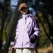 BRELRMON秋冬季三合一沖鋒衣男女戶外加絨防風小個子登山服夾克戶外短外套 KY1818S紫色/深紫-女 4XL
