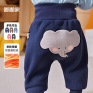 嘟嘟家童裝寶寶大屁屁褲冬裝男童保暖加絨pp褲女童褲子冬款可愛(ài)兒童長(cháng)褲 藏青大象 110