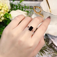 通騰  TOONTEEN本命年新品鍍925銀綠碧璽戒指女 高顏值女戒簡(jiǎn)約百搭款氣 戒指 開(kāi)口可調節