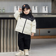 史努比（SNOOPY）童裝兒童服男童女童白鴨絨外套寶寶拼色加厚服中小童外穿 白色 130 cm 建議身高110-120