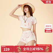 LALABOBO迷彩辣妹風(fēng)短袖t恤女設(shè)計(jì)感露腰性感時(shí)尚上衣潮商場(chǎng)款LBDB-WSDT38 粉色 L