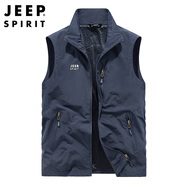 JEEP SPIRIT吉普馬甲男外穿男士高端春秋休閑背心上衣坎肩男裝 深藍(lán) 2XL