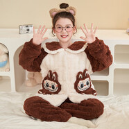 女童玉桂狗睡衣秋冬兒童珊瑚絨加厚睡衣中大童法蘭絨初中生家居服 YM3515拉布布 娃娃領(lǐng) 110 童10碼建議身高105-115CM