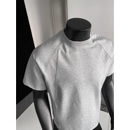 雪衣王重磅短袖t恤男款夏季新款美式硬漢穿搭小領(lǐng)口學(xué)生半袖衣服體恤 淺灰色 XL