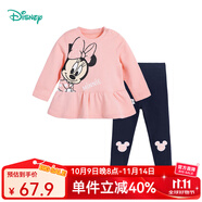 迪士尼童裝兒童衛衣套裝卡通休閑套裝 女童米妮粉色223T1432 130