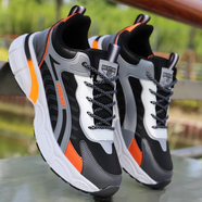 杜尚希思鞋子男秋冬新款防水皮面運動(dòng)鞋男士百搭休閑鞋輕便軟底品牌跑步鞋 黑桔 L-2316(皮面) 39