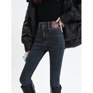 森馬森馬藍灰高腰牛仔褲女秋季新款小個(gè)子彈力顯瘦緊身小腳九分鉛筆褲 森馬藍灰九分 27 (97-103斤)