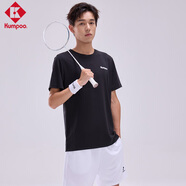 薰風(fēng)（KUMPOO）星云運動(dòng)服速干球服親膚透氣專(zhuān)業(yè)羽毛球服吸汗寬松T恤衫短袖跑步 百搭色系--黑色 L