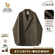 William fox&sons威廉?？怂狗瞒淦そq小西服男輕商務(wù)復古寬松易打理便西休閑西裝男 咖色(雙排扣） L /50