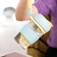 樂(lè )扣樂(lè )扣（LOCK&LOCK）元貝磁彈杯玻璃杯磁吸茶水分離杯子男女戶(hù)外便攜550ml藍色