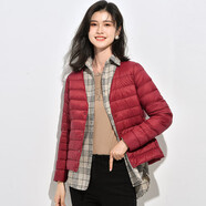 雅鹿2025新款輕薄羽絨服內(nèi)膽女短款時尚流行百搭粉色減齡洋氣大碼外套 酒紅 M 推薦90-105斤