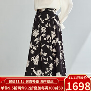 歐迪鳥(niǎo)半身裙女2025春夏新款法式復古氣質(zhì)半身裙優(yōu)雅高腰印花顯瘦裙子 花朵色 均碼 M