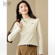 初申秋冬厚打底衫女純色半高領(lǐng)繡花百搭寬松保暖內搭上衣S144S3002