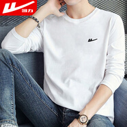 回力長(cháng)袖t恤男純棉圓領(lǐng)印花寬松套頭打底衫秋季休閑潮流透氣上衣男裝