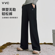 VVC休閑褲女秋季高腰顯瘦寬松直筒休閑長(cháng)褲闊腿褲子 星空黑 S