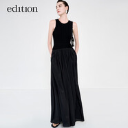 edition連衣裙女新款拼接無袖收腰背心氣質(zhì)公主裙 黑色 M