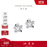 周大?；ㄐ?白金PT950鉑金耳釘 PT124476生日禮物 PT124476