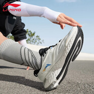 李寧（LI-NING）防護云跑步鞋男2025秋季新款回彈減震耐磨防潑水慢跑鞋休閑運動鞋 云霧白/黑色-2 41