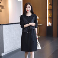 品匯菲大碼女裝連衣裙2025加肥春秋季微胖mm時尚顯瘦氣質(zhì)遮肚子打底裙子 8222圖片色 3XL 建議140-160斤