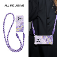 怡楓 小米civi5pro手機殼新款掛脖可背斜挎掛繩硅膠鎏金鉆石馬年全包四角防摔女生xiaomi保護套 透明-紫鎏金鉆石馬-掛件B182 小米civi5pro