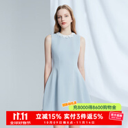 CAROLINE卡洛琳2024春夏新款法式赫本風(fēng)無(wú)袖小黑裙純色連衣裙ECREAG31 藍(lán)色 M