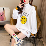 她風(fēng)采 德絨保暖半高領(lǐng)打底衫女內搭秋冬2021新款寬松加絨長(cháng)袖T恤中長(cháng)款 白色 1133 XL 140-170斤