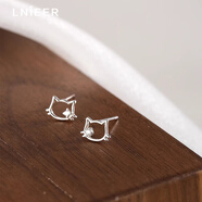 Lnieer999銀小貓咪耳釘女養(yǎng)耳洞耳環(huán)洗睡免摘氣質(zhì)小眾可愛簡約鏤空耳飾 鏤空貓咪耳釘【999足銀】