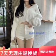 顯腿長(zhǎng)顯腿瘦少女中青年秋冬款2022春秋新款加厚毛呢短褲百搭靴褲超短褲緊身包臀外穿休閑褲子女 白色 XS_建議70-85斤