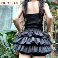 FR.YH.ZH日系辣妹亞比風(fēng)文化小個子原宿風(fēng)y2k蛋糕裙立體蓬蓬裙白色南瓜褲 黑色立體短裙【高品質(zhì)】 XL