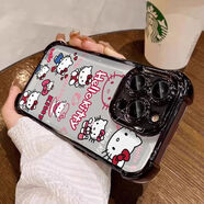凱蒂貓（hellokitty）愛(ài)心KT貓適用蘋(píng)果17PROMAX手機(jī)殼iPhone16軟殼15防摔14輕奢13透明 DJ10愛(ài)心kt貓【黑色電鍍四角殼】 蘋(píng)果6S
