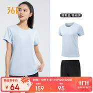 361°跑步運動套裝女士夏季衣服新款休閑短袖短褲兩件套662414001H-5