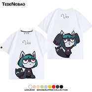 特登堡（TEDENGBAO）LOL英雄薇古絲熬夜波比愁云使者周邊聯(lián)盟短袖夏季男士純棉T恤休閑 白色4 S