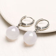 YKINCASL老鳳凰999純銀瑪瑙珍珠耳環(huán)耳扣長(cháng)款女韓版時(shí)尚耳墜耳圈馬年禮物 白瑪瑙 純銀耳扣/小號10毫米