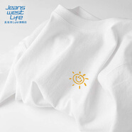 JEANSWEST LIFE真維斯白色t恤男士純棉夏季寬松休閑短袖情侶潮牌男女款半袖體恤