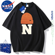 NASA MARVEL官方聯(lián)名短袖男T恤男上衣夏季休閑舒適上衣情侶透氣時尚潮流體恤 T2115黑色 XL (120-160斤)