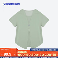 迪卡儂（DECATHLON）速干上衣女夏季寬松運(yùn)動(dòng)T恤跑步健身訓(xùn)練透氣半袖RUNW 開叉款-嫩芽綠 L /XL/46(170/胸圍104-107cn