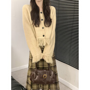 木清清2025春季新款溫柔炸街奶乖小香風(fēng)穿搭鹽系學(xué)院風(fēng)韓劇套裝裙女春季 卡其色毛衣【感時(shí)尚套裝/炸街洋氣兩件套/裙子套裝女 S 【輕熟風(fēng)港味套裝復古chic/小個(gè)子顯高輕奢/別