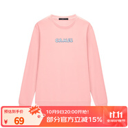 駱駝男裝衛(wèi)衣長袖秋季新款字母體恤印花保暖T恤時尚圓領(lǐng)上衣 DAQ434O154A，粉色 M M