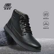 斯凱奇（Skechers）馬丁靴男軟底耐磨緩震百搭休閑鞋高幫戶外工裝鞋 BLK黑色 39.5
