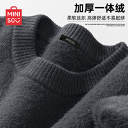 名創(chuàng)優(yōu)品（MINISO）加絨毛衣男冬季保暖一體絨2024新款圓領內搭男士針織衫 灰 L 