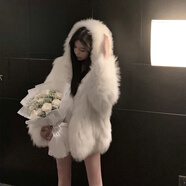 賽詩(shī)歐2025秋冬新款仿皮草毛毛外套女狐貍毛中長(zhǎng)款托卡連帽寬松羊羔毛大 米白色 S