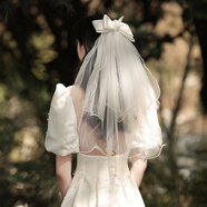 締晶頭紗新娘主婚紗頭飾求婚儀式感拍照道具結婚領(lǐng)證登記蝴蝶結次日達