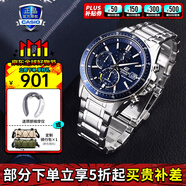 卡西歐（CASIO）男表商務(wù)休閑簡(jiǎn)約指針防水鋼帶表男士手表送男友禮物 EFS-S510D-2AVUPR太陽(yáng)能