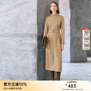 顏域（YANYEE）立領長袖針織連衣裙女裝2025新款冬季優(yōu)雅氣質通勤中長款裙子 駝色 L/40