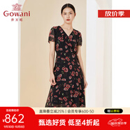 喬萬(wàn)尼夏季新款真絲連衣裙氣質(zhì)碎花收腰裙輕薄透氣 小碎花 XL
